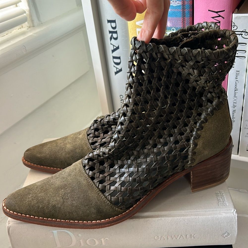 Free People Woven Leather Ankle Boots